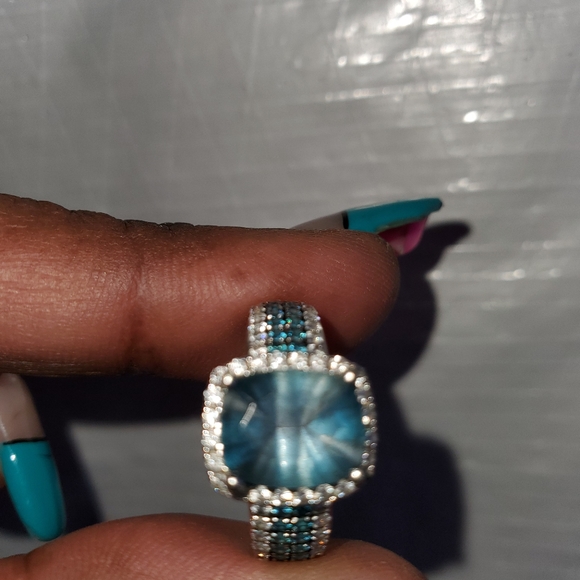 Gorgeous 14kw blue topaz woman's ring - Picture 2 of 4